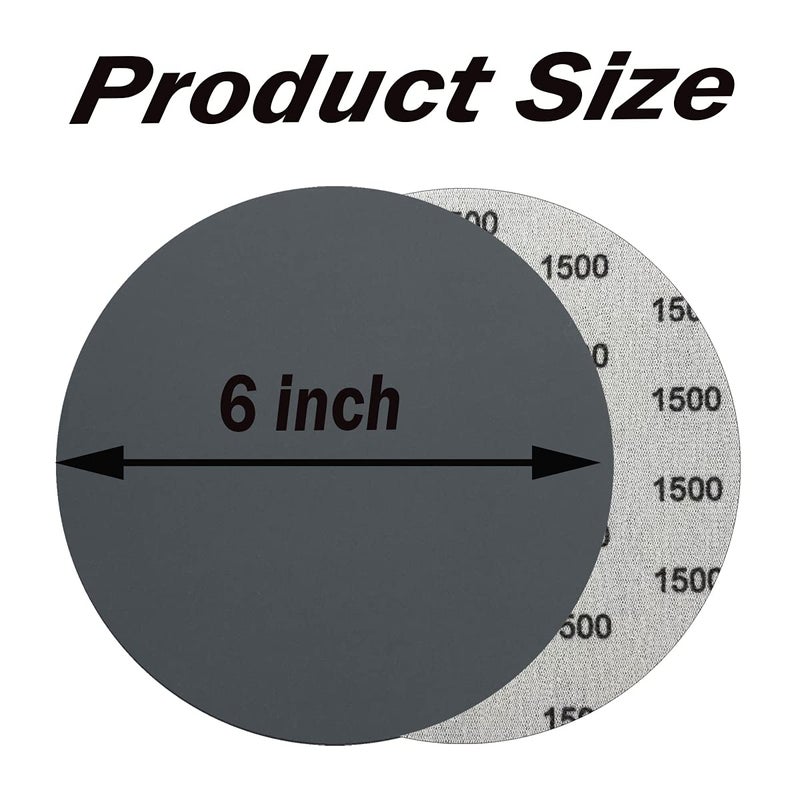AutKerige 6 Inch Wet Dry Sandpaper, 25 PCS 1500 Grit Sanding Disc with Premium Silicon Carbide, Hook and Loop Flocking Polish Sandpaper for Auto Polishing or Stretches Removing - Image 2